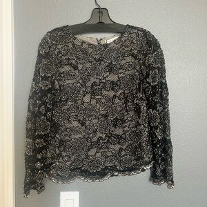 Alice and Olivia Beaded Embellished Long Sleeve Party Top - size 6